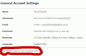 backup facebook data